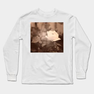 Gentle white rose in soft blurred focus, sepia toned Long Sleeve T-Shirt